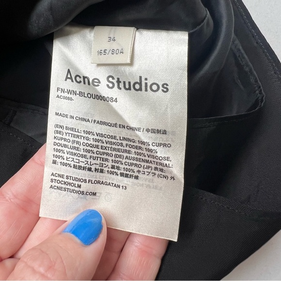 ACNE STUDIOS WOMENS TATY LIQUID SOL BLOUSE BLACK Shirt Top - Picture 5 of 6